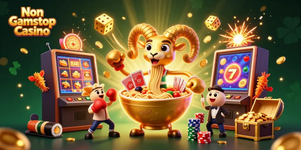 Experience the excitement of Non Gamstop Casino with dynamic 3D characters and vibrant gaming elements.