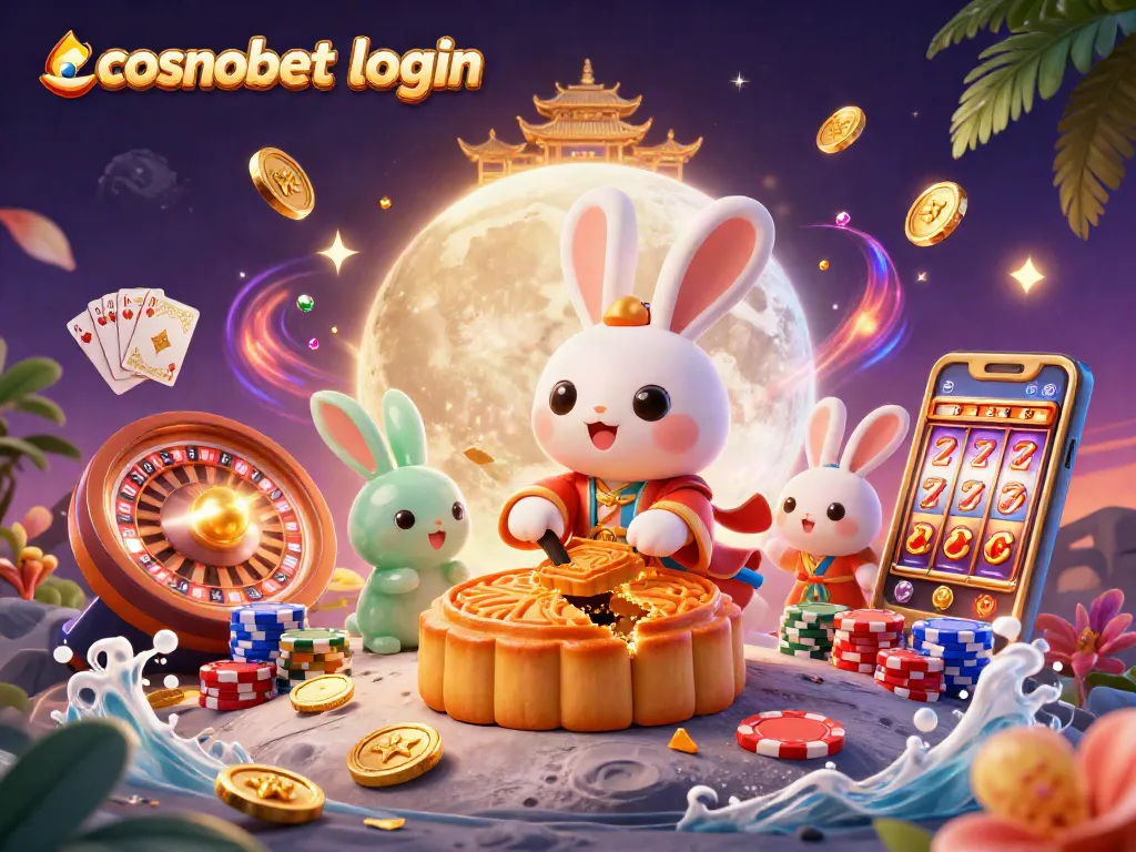 Experience seamless gameplay with cosmobet login, featuring moon rabbit and poker elements.