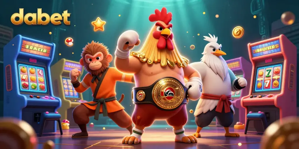 Engage with dabet's vibrant casino illustration featuring dynamic characters and exciting game elements.