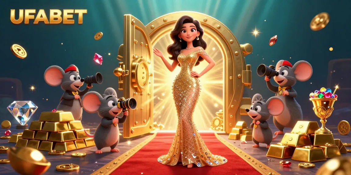 Win big at UFABET with an engaging 3D digital illustration showcasing casino glamour and excitement.