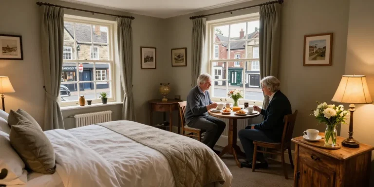 Cozy bedroom at Town House B&B, a delightful hotel in Skipton, featuring warm decor and inviting atmosphere.