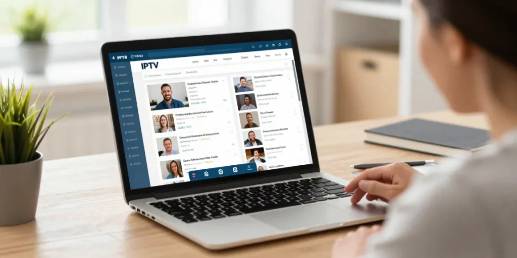 Trusted IPTV Reseller UK meeting with a client in a professional workspace.