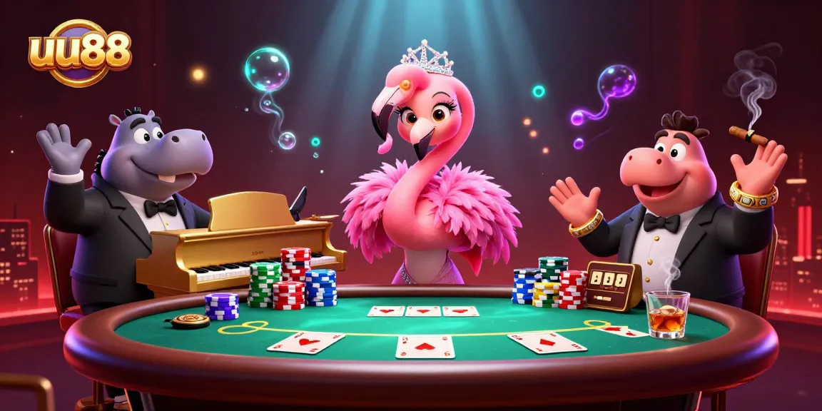 Join the ultimate gaming experience at uu88, exploring vibrant casino atmosphere with colorful poker elements.
